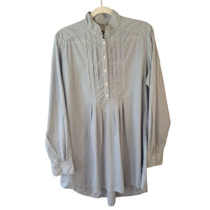 Tristan Blue White Striped Button Down Tunic Shirt Size M Minimalist Classic